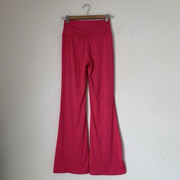SHEIN Pant Women XS Pink Wide Leg Flare Pull On Stretch High Waist Casual Lounge - Picture 2 of 9